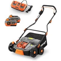 FUXTEC Akkurasenmäher FX-E2VE38SET, Arbeitsbreite 38 cm, 45 L Fangkorb, 2-in-1-Funktion, 2x20V Akku