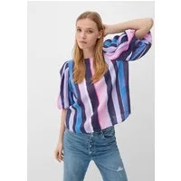 QS Kurzarmbluse Bluse Streifenbluse aus Viskosemix
