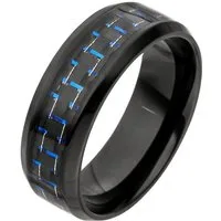 JOBO Fingerring, Edelstahl schwarz beschichtet mit Carbon-Einlage