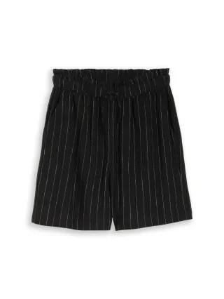Denim Tom Tailor - Loose Fit Shorts mit Leinenanteil black beige vertical stripe - Gr. - S