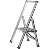 WENKO Trittleiter Modell Alu-Design, Klapptritt Leiter, rutschsichere XXL-Stufen, klappbar, bis 150 kg