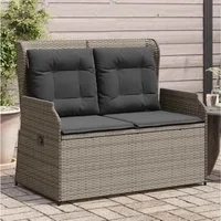 furnicato Gartensofa Garten-Relaxbank Grau 110x67x95 cm mit verstellbarer Rückenlehne