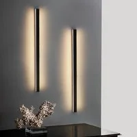ZMH LED Wandleuchte Innen Schwarz 60/80/100CM Wandlampe 3000K Modern Flur Schlafzimmer, Hochwertige Material, LED fest integriert, Warmweiß, Schwarze Bettlampe Wandbeleuchtung für Treppenhaus