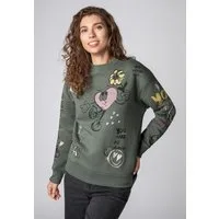 SUBLEVEL Sweatshirt Damen Pullover langarm im Alloverprint Sweater, Sweatpullover