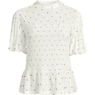 Silk Knit Smok-Shirt mit kurzen Ärmeln für Damen in Plus-Größe, Damen, size: plus, Schwarz, Polyester-Mischung, by Lands' End