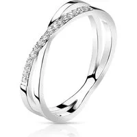 Order & Smile Schmuck Fingerring Ring Kreuz Form aus Edelstahl mit Zirkonia