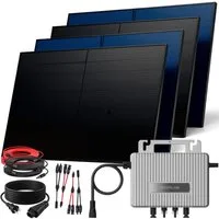 SUNNIVA Balkonkraftwerk 2000W BIFAZIAL FULLBLACK komplett Steckdose, (Ecoflow 800W Wechselrichter, PV Solaranlage, 4x 500W Glas Solarmodule, inkl. 5m Kabel, Bluetooth WIFI, Komplettset)