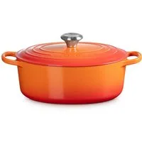 LE CREUSET Bräter Gusseisen-Bräter mit Deckel, Oval, Gusseisen, Oval, 4,43 kg, Ofenrot, 21178270902430