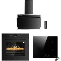 KB Elements Backofen-Set Einbaubackofen 60 cm mit 4-Zonen Induktionskochfeld 60cm, AQUA CLEAN, Herdset mit Air Fry, Flexzone und einfacher Installation