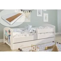 Kids Collective Kinderbett 70x140 / 80x160 cm Komplettset mit Matratze & Schublade (Bett für Jungen und Mädchen, Einzelbett für Kinder von 2 - 10 Jahren), komplettes Set mit Motiv für Jungen und Mädchen 80x160 cm