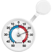 Lantelme Fensterthermometer Selbstklebend Außenthermometer -/+50 Grad Fensterscheiben Thermometer, 2-tlg., Klebepad anbei, Analog Fenster Thermometer, Deutsche Herstellung, Rund drehbar