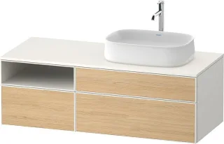 Duravit Zencha Konsolenwaschtischunterbau wandhängend Natur Eiche & Weiß Matt & Supermatt 1300x550x4 ZE4829030840000
