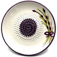 Kaladia Multireibe Reibeteller in lila und weiß mit Blütenmuster, Keramik, handbemalte Küchenreibe - Made in Spain