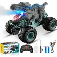 Wootoy RC-Auto RC Dinosaurier Monster Truck Geländewagen ferngesteuert Spielzeugautos (mit großen Gummireifen und stabilem Fahrwerk, 1-tlg., mit realistischen Sound-, Licht- und Wassersprüheffekten), Geländetauglich für Sand Kies Gras Teppich viele w