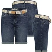 SUBLEVEL Bermudas Damen Jeans Shorts Bermuda Kurze Hose Short Denim Stretch Denim Gürtel