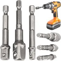 TSB Werk Bit-Set 3tlg Adaptersatz Stecknuss Bit 1/4 3/8 1/2, Verlängerung, Adapter, Stecknusshalter