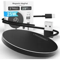 GreenHec 25w Magsafe Ladegerät iPhone 17 16 Pro Max Wireless Charger Induktives Wireless Charger (Spar-Set, Wireless Charging Pad + USB-A Adapter, Kabelloses Induktionsladegerät Ladestation, Kontaktloses Ladepad Laden)