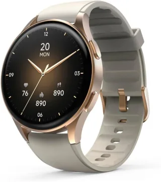 Hama Smartwatch 8900 [inkl. Kunststoff-Armband beige] Aluminiumgehäuse gold
