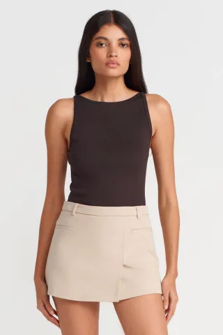 Rippstrick Halterneck Slim-Fit Bluse