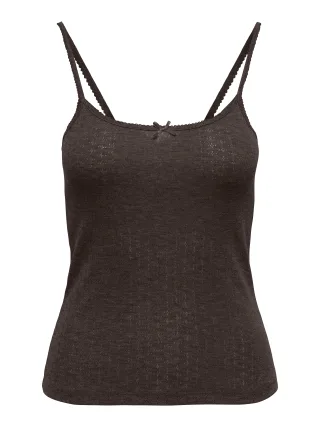 ONLY - ONL KALLI S/L BOW RIB TOP CS JRS coffee bean - Gr. - L