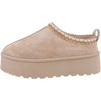 Ital-Design Die bequemen Plateau-Slipper Hausschuh (85244440) Flach Stiefeletten in Hellbraun