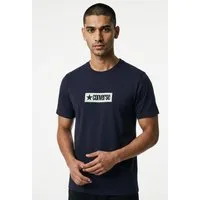 Converse T-Shirt MEN'S CONVERSE RETRO BLOCK LOGO T-SHIRT Kurzarm-Design, mit eingefasster Kante am Ärmelabschluss