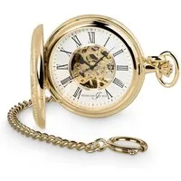 Hermann Jäckle Taschenuhr Bayreuth vergoldet II, Skelett, Handaufzug, mit Kette und Reiseetui, (mit Kette und Reiseetui), – Elegante Herrenuhr im klassischen Design