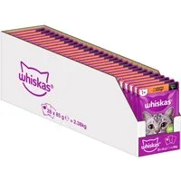 Whiskas WHISKAS® Portionsbeutel 1+ mit Geflügel in Sauce 28 x 85g, Nassfutter für: Katze