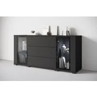 Home affaire Sideboard modernes Design mit Glaseinsätzen und 3 Schubladen, Breite 150 cm (1 St), Grifflose Fronten mit Push-to-Open, höhenverstellbare Einlegeböden