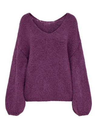 JDY - JDYDINEA L/S REVERSIBLE PULLOV. KNT NOOS Raspberry Coulis - Gr. - S