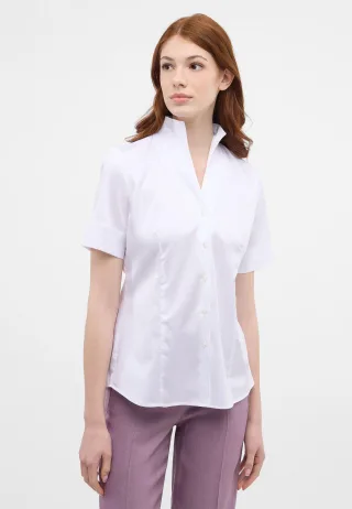 ETERNA - Satin Shirt Bluse Satingewebe Kurzarm weiß - Gr. - 44/Kurzarm
