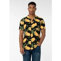 Urban Surface Kurzarmhemd Herren Freizeithemd Allover-Print Tropical Flowers Freizeithemd, Kentkragen, Brusttasche