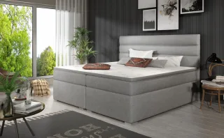 Boxspringbett Schlafzimmerbett FESTO 160x200cm Stoff Sawana Grau
