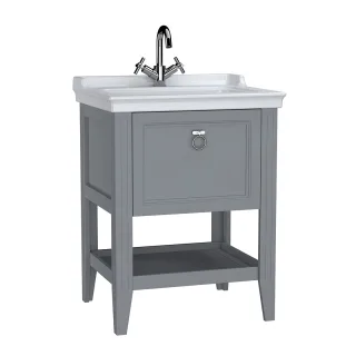 VitrA Valarte Set 65 cm Möbelwaschtisch + Waschtischunterschrank 1 Vollauszug Grau Matt,62178 62178
