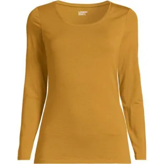 Baumwolle/Modal-Shirt mit Ballett-Ausschnitt, Damen,  Gelb, Baumwolle Modal, by Lands' End
