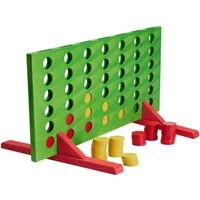 Koopman Spiel Vier in einer Reihe Spielzeug Kinderspiel Holz 55,5 x 6 x 28 cm, Strategiespiel, XL-Format, Grün / Rot / Gelb, Holzspiel, Kinder, Standsicher