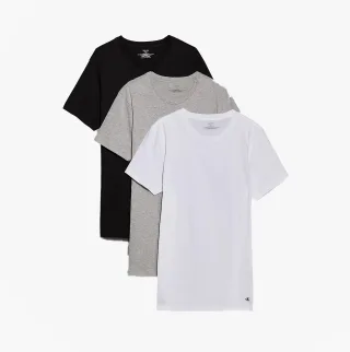Calvin Klein 100% Baumwolle 3er-Pack Herren T-Shirts Schwarz/Graugefleckt/Weiß