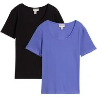 bonprix T-Shirt (Packung, 2er) aus Baumwolle und Elasthan, schmale Passform, Kurzarm-Design