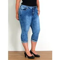 ESRA Caprijeans Capri Jeans Damen High Waist 3/4 Hose Stretch kurze Jeans Damen Sommer Damen Capri Jeans Stretch Jeans High Waist Damen 3/4 Jeans Kurz Damen