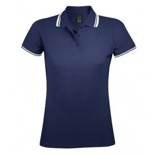 SOLS Damen/Damen Pasadena Tipped Kurzarm-Pique-Poloshirt (French Navy/Weiß)