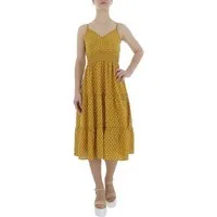 Ital-Design Sommerkleid Damen Freizeit Stufenkleid (85941339) Volants Gepunktet Sommerkleid in Orange