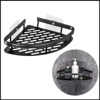 LIVINA HOME Duschablage ohne Bohren, Duschablage zum hängen, Duschkorb Eck in schwarz, 1-tlg., Eck Badregal, Duschregal, Duschzubehör, Badezimmerorganizer, +4 Haken