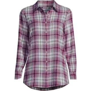 Boyfriend-Bluse aus Flanell für Damen in Petite-Größe, Damen, size: petite, Orange, Baumwolle, by Lands' End