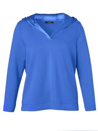 Frapp - Sweatshirt Kapuze 1/1 Arm Materialmix azur - Gr. - 52