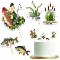 PartyPal, Topper Angler Topper Tort - Wassermotiv für Geburtstage, Papier