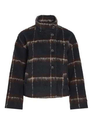 VILA - VIMELON L/S CHECK JACKET/BFS Blau - Gr. - 38