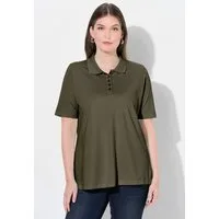 Ulla Popken Poloshirt Poloshirt längere Knopfleiste Polokragen Halbarm