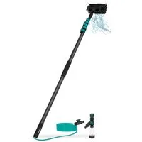 VONROC Reinigungsbürste Teleskop Waschbürste mit Teleskopstiel, Reinigung für Fenster, Terrassendach, Solaranlage, (Packung), Integrierter Wasserschlauch, Stufenlos verstellbar