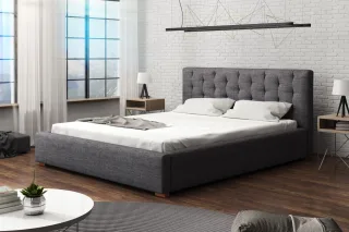 Polsterbett Bett Doppelbett LUCCA Komplettset 200x200cm Stoff Sawana Dunkelgrau
