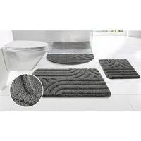 OTTO home Badematte Sanremo Scandi, Badvorleger, Badezimmer Teppich, Duschvorleger, Höhe 20 mm, rutschhemmend beschichtet, strapazierfähig, Polyester, rechteckig, Badteppich, Uni Farben, Hoch-Tief-Effekt, modernes Muster, Boho
